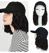 S-noilite Baseball Cap with Hair Attached Short Curly Wavy Bob Hairstyle Baseball Wigs Hat with H...