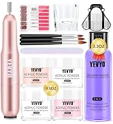 Yevyo Acrylic Nail Kit with Drill, Clear Nude Pink White Acrylic Powder and Liquid Set with Drill...