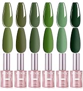 MIZHSE Green Gel Nail Polish Set, Avocado Green Gel Polish Army Green Nail Gel 18ml*6 Colors Oliv...
