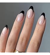 IFMOPETY French Tip Press On Nails Almond - Press on Nails Short, Glue on Nails for Women Reusabl...