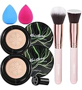 2 PCS Air Cushion CC Cream Nature Foundation,Foundation Brush Powder Brush,Moisturizing Concealer...