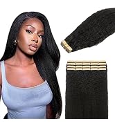 Lashey Hair Extensions Tape in Hair Extensions Human Hair Kinky Straight Tape in Hair Extensions ...