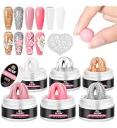 EBANKU Solid Builder Gel for Nail- 6 Colors Gold Hard Gel for Nails Extension Non-Sticky Long-Las...