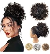 Kediciz Messy Hair Bun Hair Piece, Elastic Drawstring Loose Wave Curly Hair Bun 85g Large Full Ha...