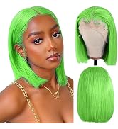 Dorosy Hair Transparent Lace Green Human Hair 13x4 Lace Front Wigs Glueless Short Bob Wigs for Wo...