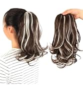 KAVSORAPI 12 Inch Curly Ponytail Hair Extension - Drawstring Synthetic Hairpiece for Women & Girl...