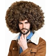 ALLAURA Women's Jumbo Afro Kinky Curly Hair Brown Wigs for Black Women Large Bouncy and Soft Natu...