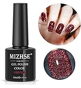 MIZHSE Diamond Gel Nail Polish, Reflective Glitter Red Gel Polish, Christmas Sparkly Shiny Gel Na...