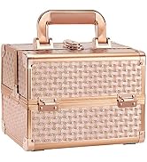 Joligrace Beauty Makeup Train Case for Lady Portable Cosmetic Box Jewelry Organizer Lockable with...