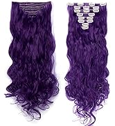 S-noilite 24 Inches Long Curly Full Head Clip in Synthetic Hair Extensions 8pcs 170g (24