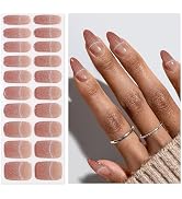 Oauee Semi Cured Gel Nail Strips | Built-in Gel Top Coat | UV Light Required | Salon Quality, Eas...