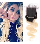 Ombre Blonde Lace Closure 4x4 Lace Closure Honey Blonde 1B/613 Hd Swiss Lace Closure Soft Body Wa...