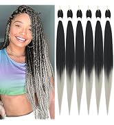 Braiding Hair Pre-Stretched Braiding Hair-8 Packs Ombre PreStretched Braiding Hair For Crochet Tw...