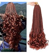 French Curl Crochet Braids Hair-Boho Goddess Box Braids Crochet Hair Pre Looped French Curly Brai...