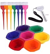 PERFEHAIR Small Hair Coloring Dye Mixing Tint Bowls and Brush Kit - Set of 7 Rainbow Colors | 6.8...