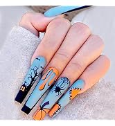 Halloween Long Press On Nails Coffin Matte Fake Nails Acrylic Artificial Full Cover Glue on Nails...