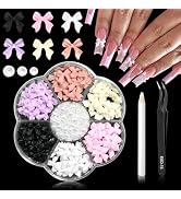 RODAKY Bow Nail Charms 3D Resin Nail Art Charms Cute Bow Knot Nail Decorations Pearl Charms for N...