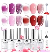 Candy Lover Gel Nail Polish, 4 Jelly Sheer Nail Gel with Cat Eye Gel Polish Nail Blooming Gel Nai...