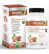 Renew Actives Mushroom Complex Supplement - Premium with Reishi, Lions Mane, Cordyceps, Chaga, Tu...