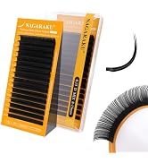 NAGARAKU Flat Ellipse Eyelash Extensions, 5TH GEN AIR SERIES Double Tips Lashes Lighter Thinner F...