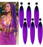 Ms Aloe Pre Stretched Kankalon Braiding Hair Ombre Purple Easy Braiding Hair Extensions 6Pack Hot...