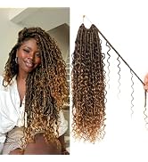 8 Packs Goddess Faux Locs Crochet Hair-18 Inch Boho Soft Locs Crochet Hair for Black Women (T27, ...