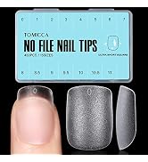 TOMICCA Extra Short Square Nail Tips - 450Pcs Soft Nail Tips, 15 Sizes Double-sided Matte Full Co...