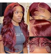 Aaliweya 99J Burgundy Lace Front Wig Human Hair 13X4 Body Wave Hd Lace Frontal Wig for Women 180 ...