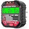 Outlet Tester Electrical GFCI Receptacle Detector with LCD Display, 90-250V Power Socket Tester, Circuit Polarity Voltage Detector, Plug Tester Breaker Finder 6 Visual Indication CAT II 300V (US Plug)