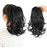 KAVSORAPI 12 Inch Curly Ponytail Hair Extension - Drawstring Synthetic Hairpiece for Women & Girl...