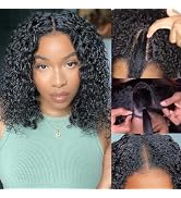 Yavida U Part Wig Human Hair No Leave Out Curly U Part Human Hair Wig for Black Women 180% Densit...