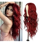 SAPPHIREWIGS Red Front Wigs for Women Fashion Glueless Long Wavy Wigs Lace Front Natural Looking ...