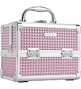 Joligrace Makeup Train Case Portable Cosmetic Box Jewelry Organizer Lockable with Keys and Mirror...