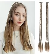 REECHO Clip in Braids Hair Extension, 6 PCS Braid Hair Extensions Clip in Baby Braids, 3 Braids o...