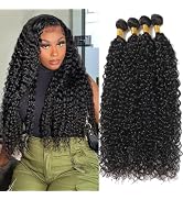 Borchan 4 Bundles Human Hair 24 26 28 30 Inch Brazilian Water Wave Human Hair 4 Bundles Water Cur...