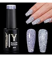 YOKE FELLOW Reflective Glitter Gel Nail Polish, 10ML Flash Diamond Disco DJ Shimmer Sparkly Shiny...