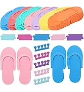 Tbestmax 24 Pair Disposable Flip Flops, Random Color Foam Slippers for Foot Spa Pedicures in Kid ...
