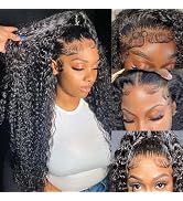 JTMMP 22 Inch 13x6 Deep Wave Lace Front Wigs Human Hair HD Full Lace Frontal Wigs Pre Plucked Ble...