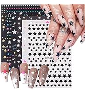 6 Sheets Star Nail Art Stickers Decals 3D Stars Self-Adhesive Nail Art Supplies Shiny Glitters St...