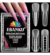EBANKU 96PCS Clear Matte Dual Nail Forms Kit Full Cover Nail Mold Tips Acrylic Nail Extension Too...
