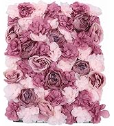 BINELUCOLU Flower Wall Panel, 6Pcs Artificial Rose Dahlia Flower Wall Mat Floral Backdrop Artific...