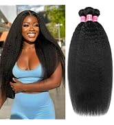 Borchan 12A Kinky Straight Human Hair Bundles 18 20 22 Inches 100% Unprocessed Brazilian Virgin H...