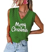 MARZXIN Women Sleeveless Sweater V Neck Casual 2024 Fall Knitted Chevron V Neck Sweater Vest Colo...