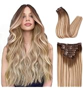 DIYOMO Hair Extensions Real Human Hair,Human Hair Clip In Extensions Soft&Natural Human Hair Exte...