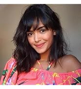 WIGNEE Natural Wavy Human Hair Wigs With Bangs Glueless Wigs Human Hair Lace Front Wigs Human Hai...