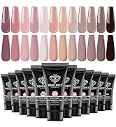 modelones Poly Nail Gel Set - 12 Colors 15g Nude Pink Brown Tone All Seasons Poly Nail Extension ...