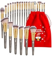 Vebermo Personalized Makeup Brushes, 25 Pcs Make Up Brushes Custom Engraved Logo or Text Professi...