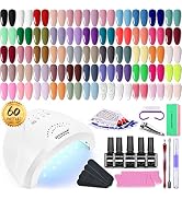 JODSONE 55 Colors Gel Nail Polish Kit with UV Light Base and Matte Glossy Top Coat Nail Gel Polis...