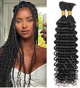 XCCOCO Human Braiding Hair 2 Bundle 100G Deep Wave Bulk Human Hair for Braiding No Weft Curly Hum...
