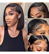 Urbansister 13x6 Bob Lace Front Wig Human Hair 12 Inch Short Straight Bob Frontal Wigs Pre Plucke...